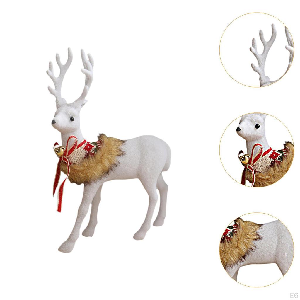 Christmas Deer Sculpture,Christmas Elk Statue ,Gift Figurine White for