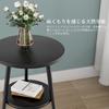 Side Table, Bedside Table, Living Room Side Table with Shelf, Storage, Round, Slim, Scandinavian Style (Black, 38*38*55cm)