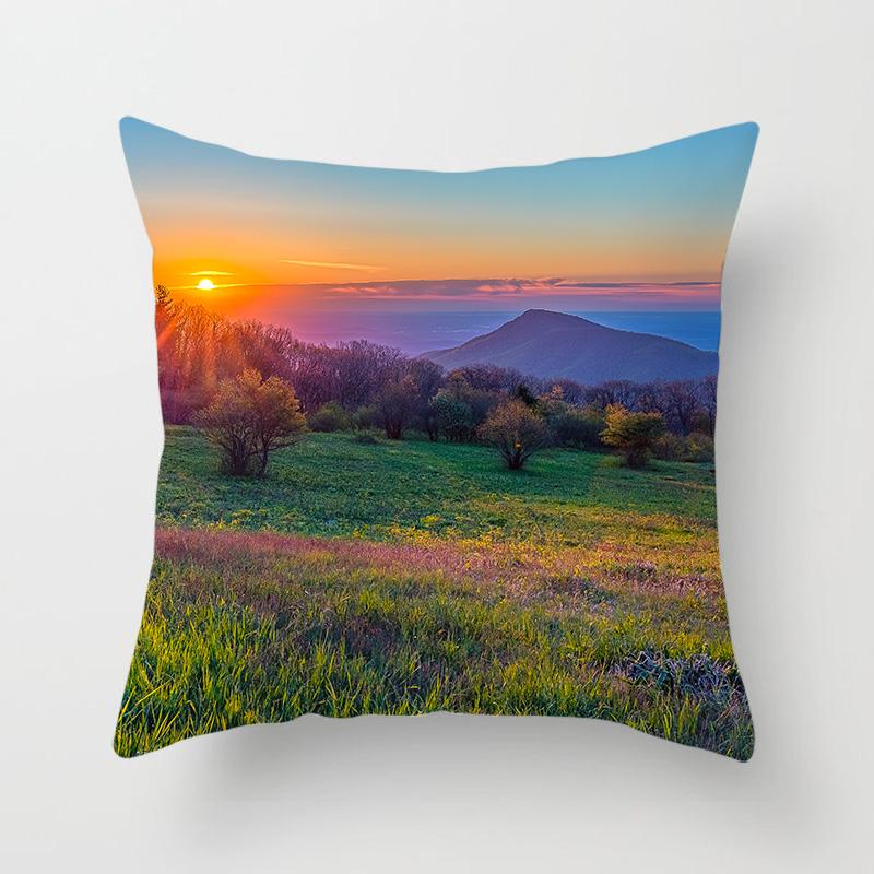 Sunset Sunset Beach Scenery Printed Pillow Cover Sofa Decoration Car Office Seat Cushion Cover Room Home Decor Pillow Cover