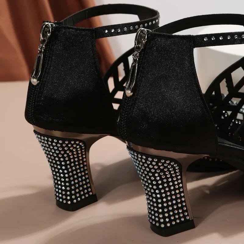 Fashion Shoes of Women Fashion Stiletto Rhinestone Hollow Fish Closed Toe Sexy Dance Shoes Plus Size Ladies Sandals 2025