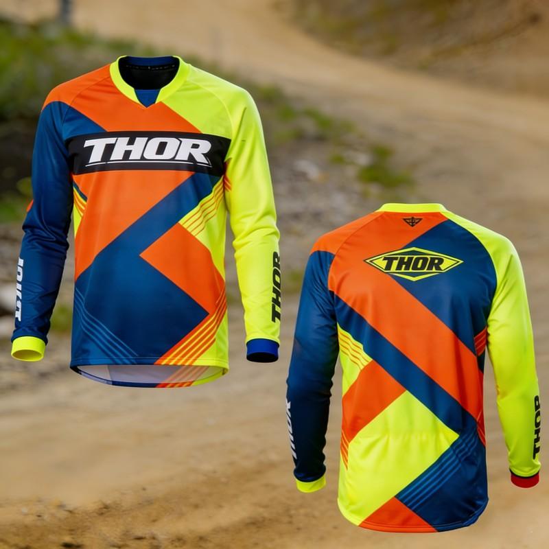 THOR Long Sleeve Mountain Bike Jersey Cycling Apparel Quick Dry Downhill Riding Shirt Men