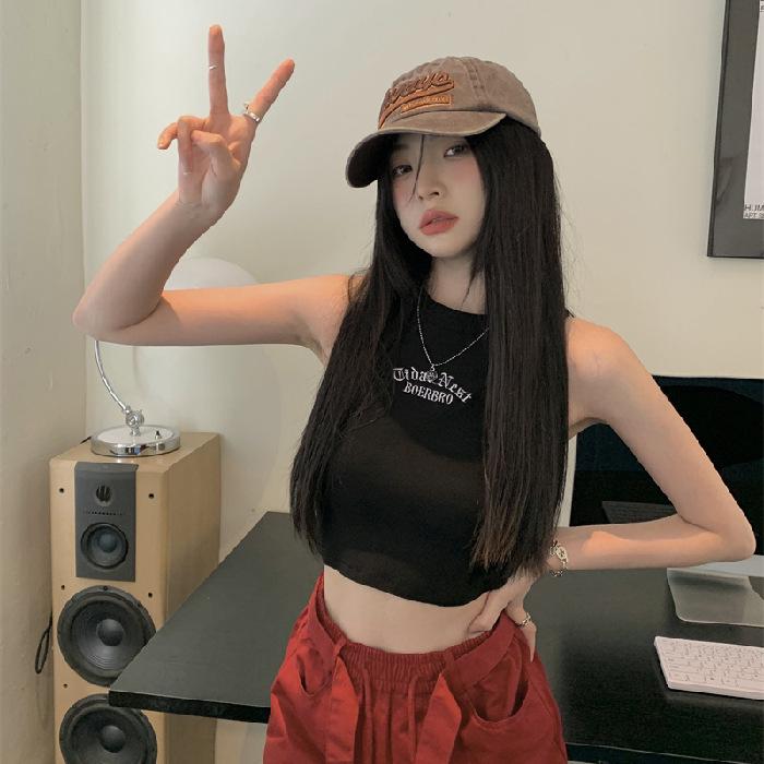 Korean Chic Off-Shoulder Sleeveless Camisole - New Style Ladies I-Shaped Vest Top XL чёрный
