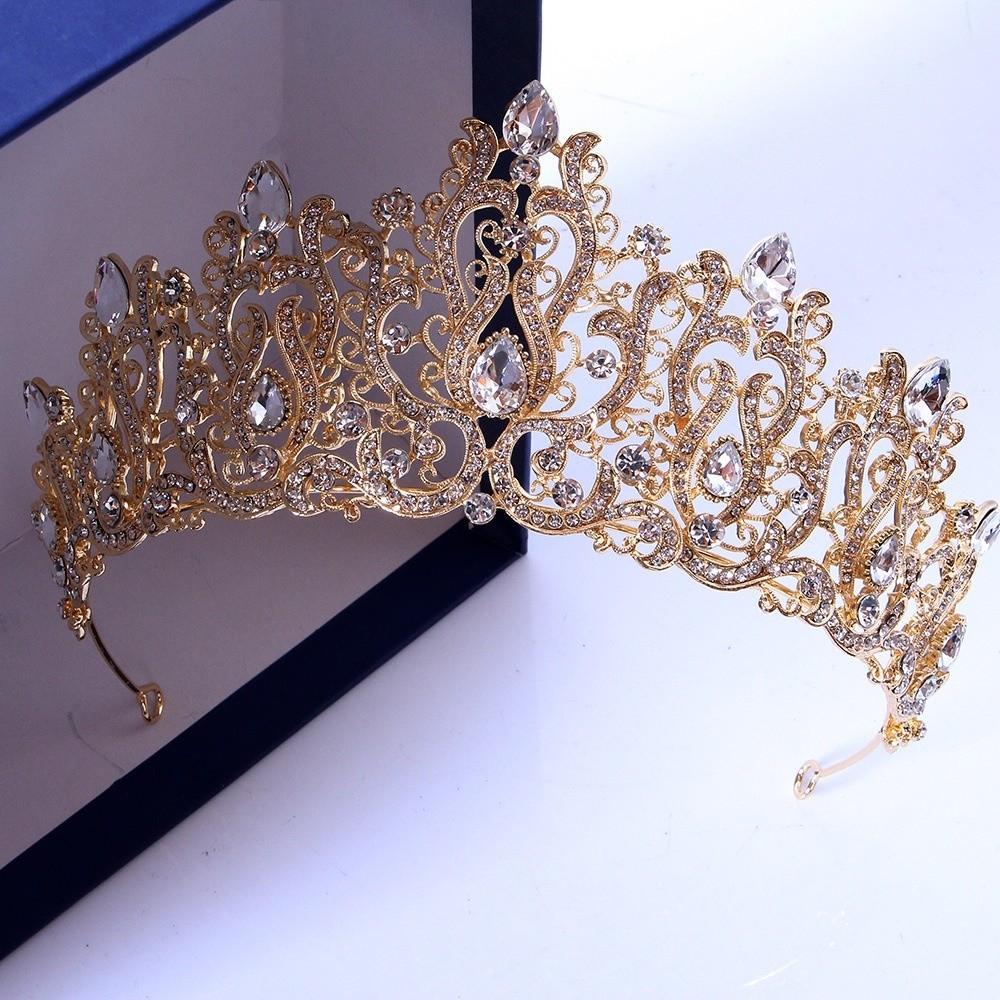 Shiny Silver Princess Tiara Crystal Rhinestone Crown Exquisite Baroque Luxury Crown Wedding