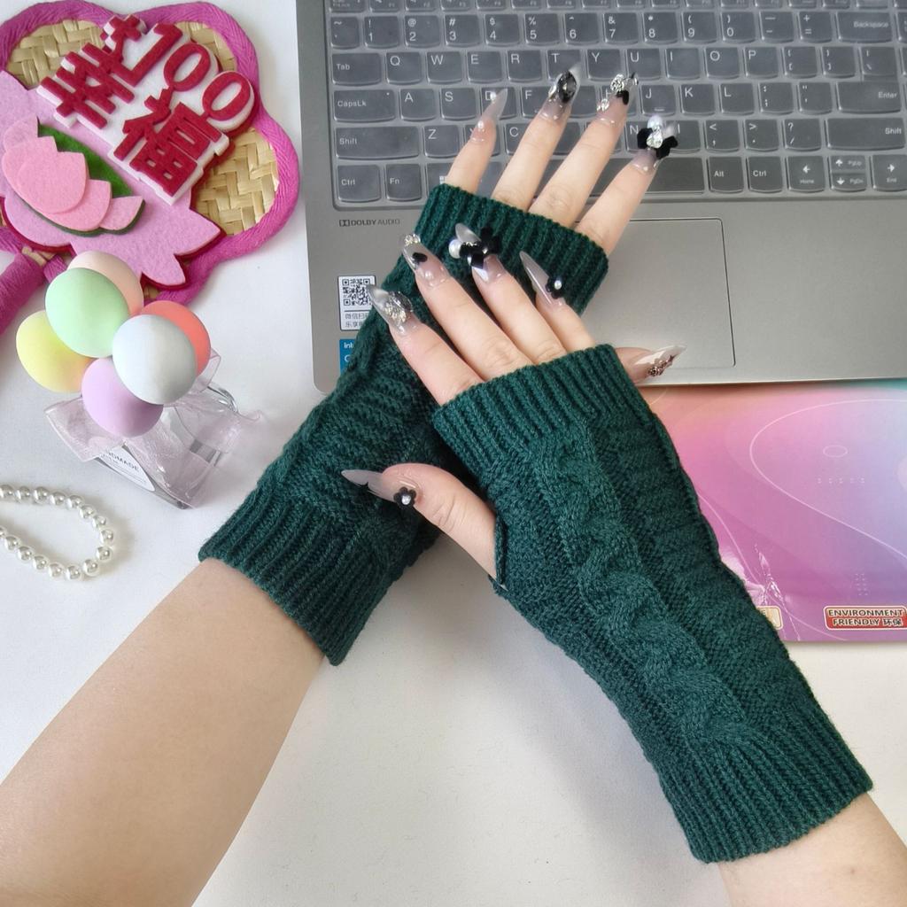 Fashion Knitted Gloves Arm Fingerless Winter Gloves Unisex Soft Warm Mitten