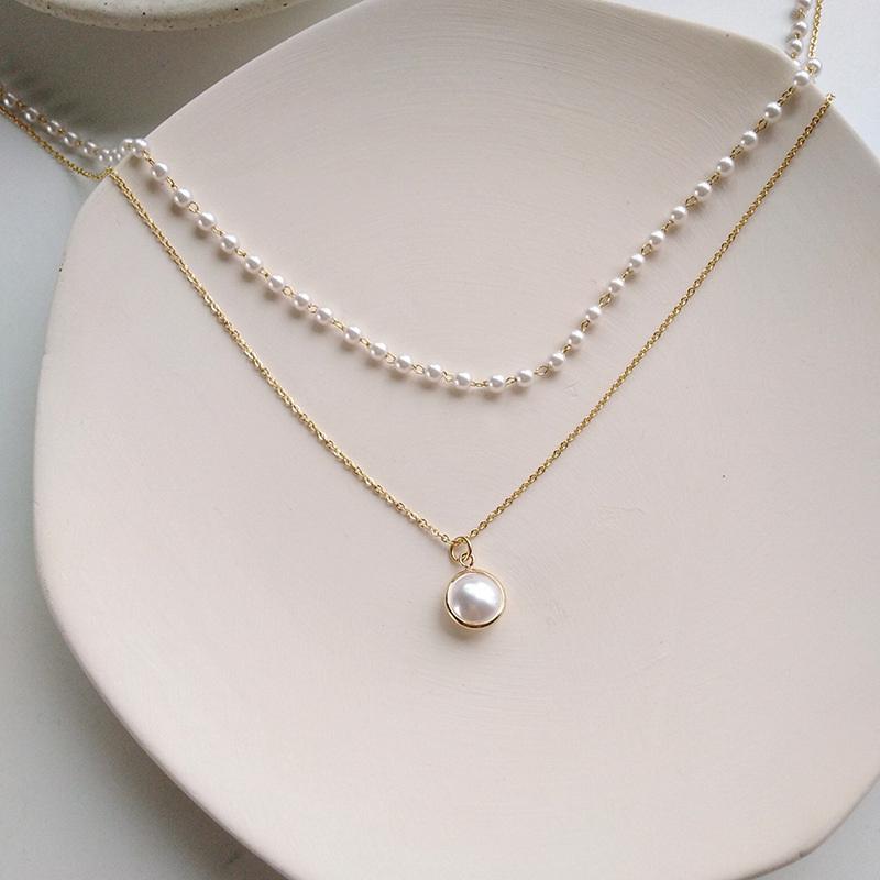 Fashion Chain Pearl Necklace For Women Baroque Pearl Metal Charm Pendants Necklaces Choker Bead Chain Jewelry Gifts
