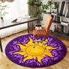 1pc Sunflower Purple Round Chair mat office Area Rug - Non-Slip, Floor Mat for Office, Bedroom, Ideal home decor gift p0105033