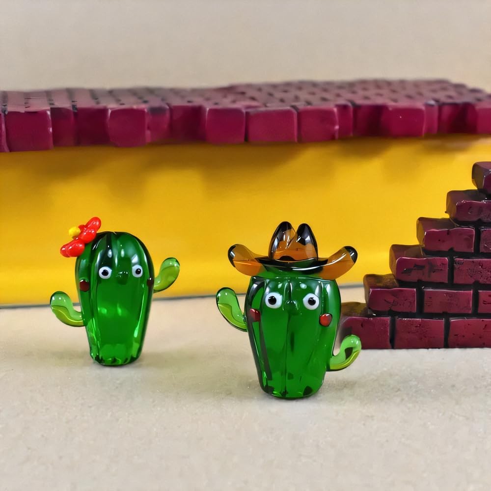 Cute handmade glass Miss Cactus by Fourcart