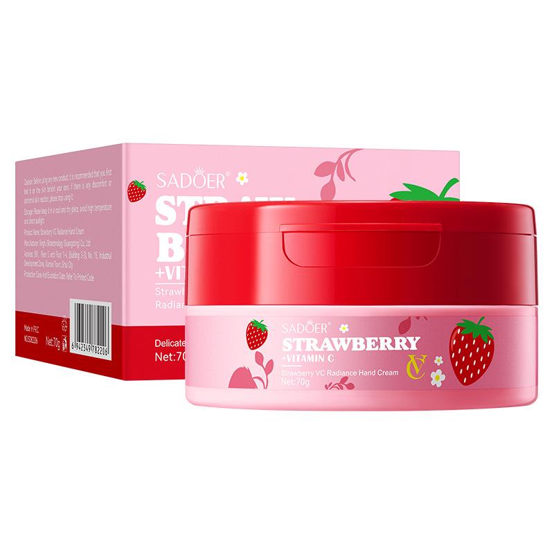 Sadoer 70G Moisturizing Hand Cream Strawberry Flavor, Vc Brightening Hand Cream Autumn And Winter Moisturizing Skincare