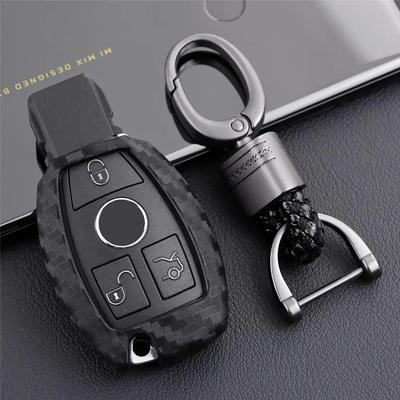 Karbon Fiber Araba Anahtarı Kapağı Anahtarlıklar Deriyi Korur Kabuk Kılıf Anahtarlık Mercedes Benz W203 W204 W212 CLK C180 E200 AMG C EClass