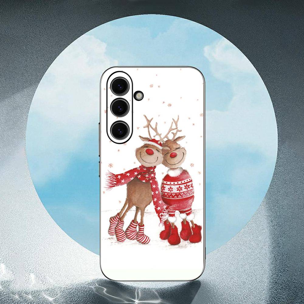Christmas Deer For Samsung Galaxy S23 S24 S25 Ultra S22 Plus S21 Black Soft Case Waterproof Soft Case