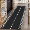 Airplane Runway Print Runner Rug, Non-Slip Black Airport Floor Mat for Kids Room, Hallway  Aviation Decor