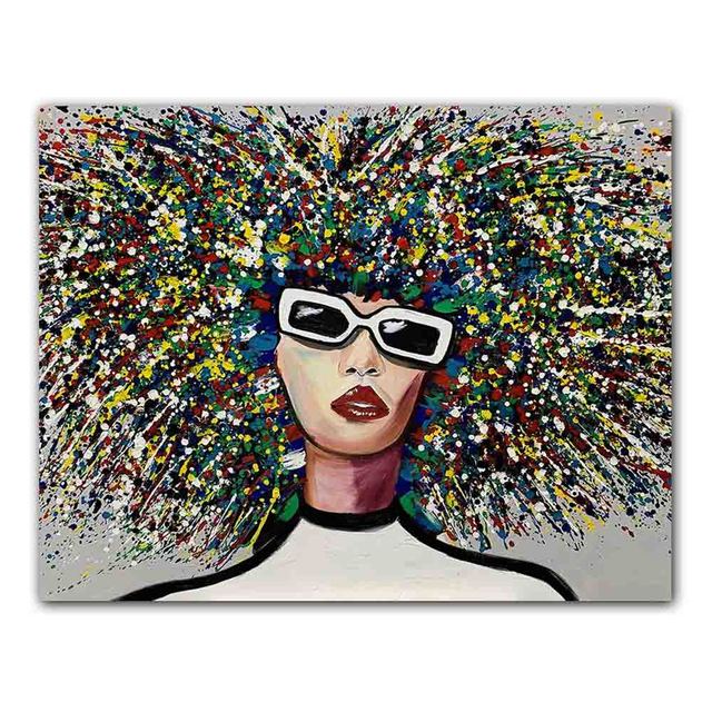 New Nordic Graffiti Art Figure Canvas Painting Unique Hairstyle Fashion Model Poster Office Living Room Home Decoration Mural No Frame
