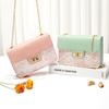 Spring and Summer Matte Sequin Lock Buckle Contrasting Color Chain Small Square Bag Single Shoulder Oblique Span Candy Color Women's Bag