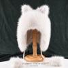 Womens Fuzzy Ear-Protective Beanie Hat Winter Warm Cute Fox-Ear Style Cap Soft Plush Knit Cold Weather