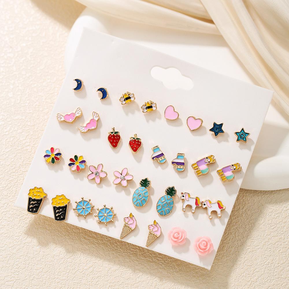 Oil drop stud earrings, niche high-end sense free of charge, small and cute cartoon animal mini earrings ins wind women's earrings
