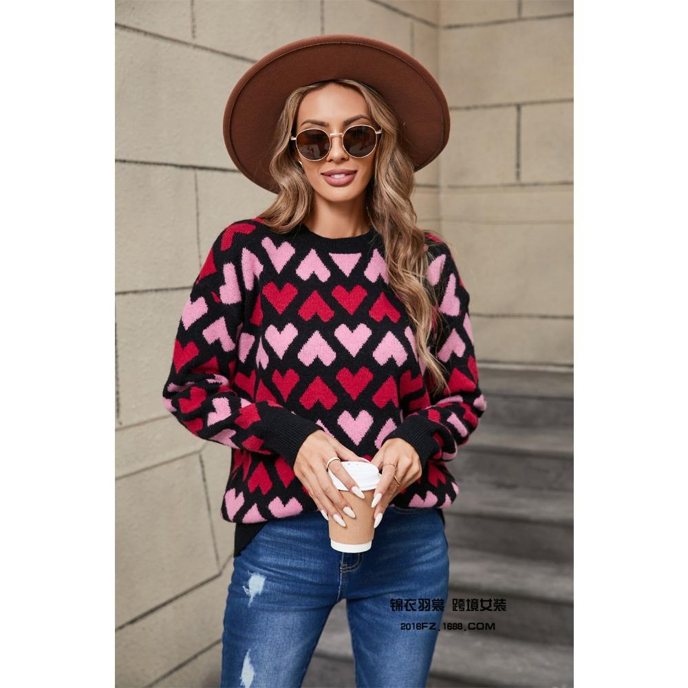 

Любовь Любовник Пуловер с круглым вырезом Маленький Свитер с персиковым сердечком Женский S чёрный