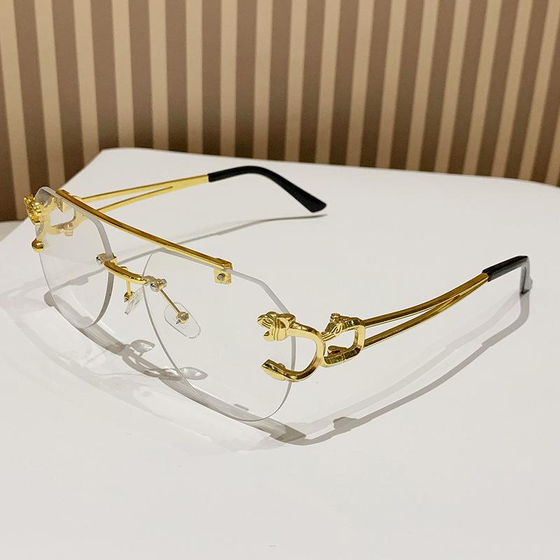 Vintage Rimless Men Women Trendy Gradient Shades Double Bridge UV400 Eyewear