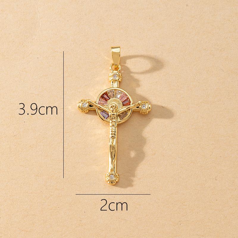 

Подвеска-крестик из меди с 18-каратным покрытием, сохраняющим цвет, инкрустированная цирконами, ручная работа, DIY браслет, ожерелье, подвеска-застежка для уха, аксессуары для подвесок