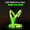 LED Night Work Security Vest USB Rechargeable Reflective Glowing Reflector Straps High Visibility Warning Lights for Kids Adults