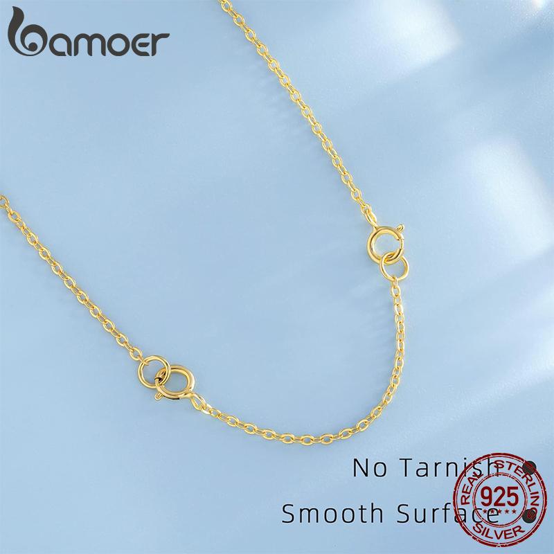 Bamoer 18K Gold Plated 925 Sterling Silver Extended Chains with Lobster Clasp Adjusable for Necklace Extender DIY Jewelry Making