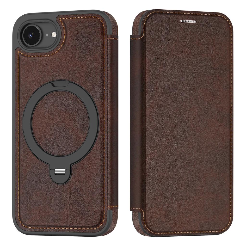 All-Inclusive Flip Case Voor iphone 17e 16e Magnetisch 360° Rotatie Stand Reliëf PU Leer Kaartsleuf Contant Geld Portemonnee Case Cover
