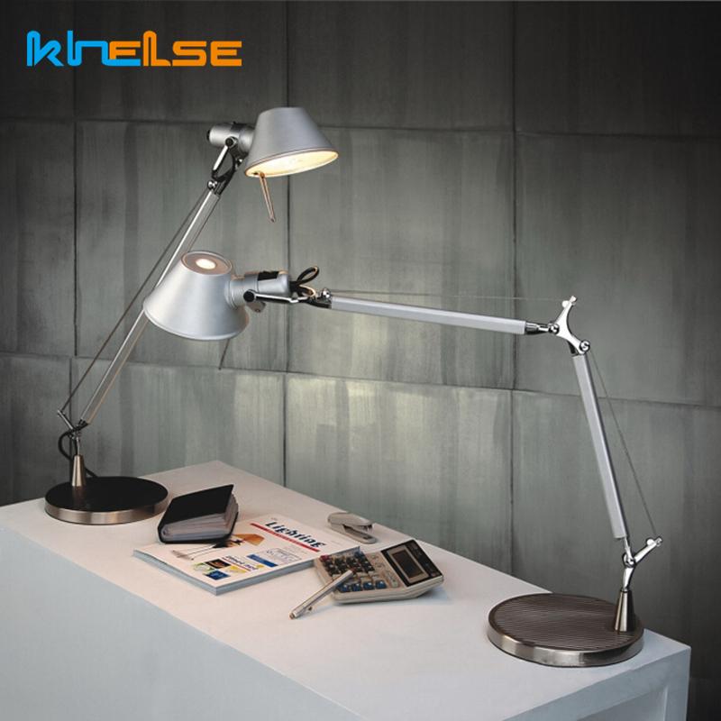 Adjustable Long Swing Arm Desk Lamp Modern Fashion Silver Aluminium Office Reading Study LED Clamp Desktop Table Light with Clip