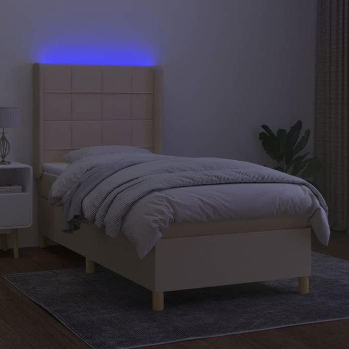 Maison Exclusive - Sommier à lattes de lit matelas et LED Crème 100x200 cm Tissu
