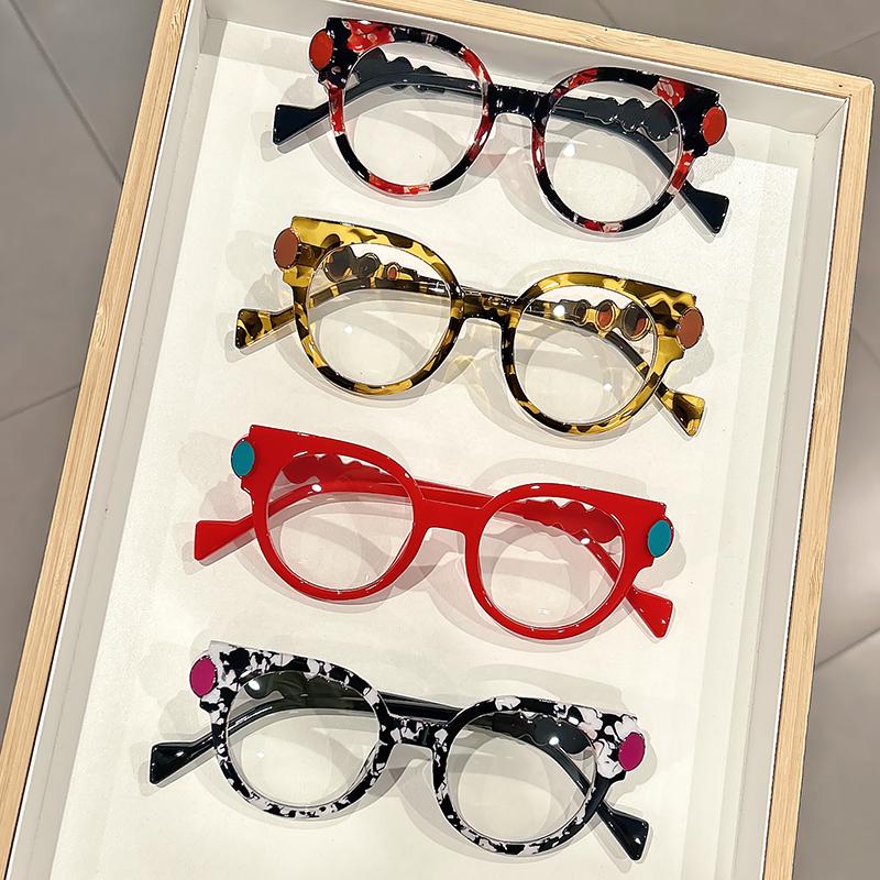 Personalized and fashionable street style accessories, versatile plain glasses, retro round anti-blue light glasses