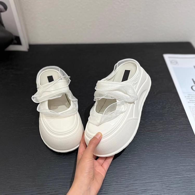 Small 7cm thick bottom 2025 summer new mesh Mary Jane bag head slippers women's muffin bottom light and half drag