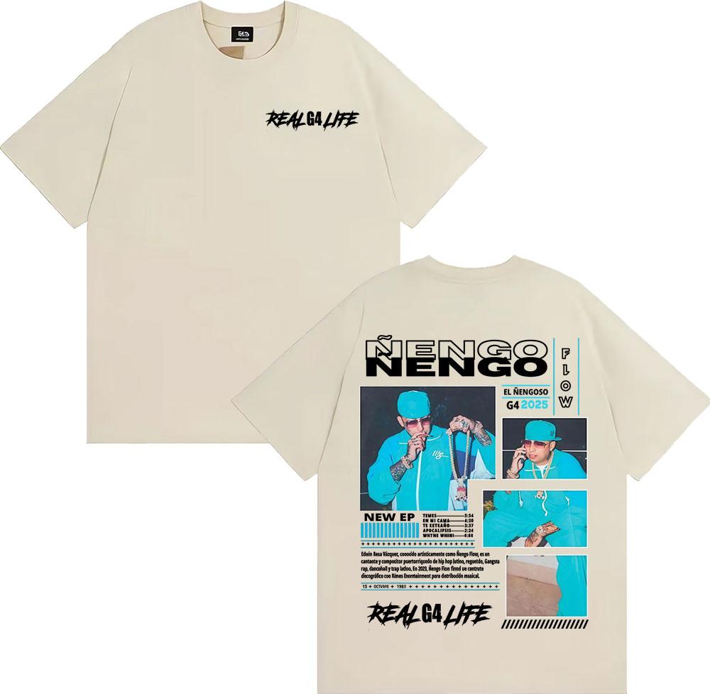 2025 Summer Nengo Flow Real G4 Life Album Tour Merch Men Women Fashion Retro Oversized T-shirt Tops Cotton Breathable T Shirt