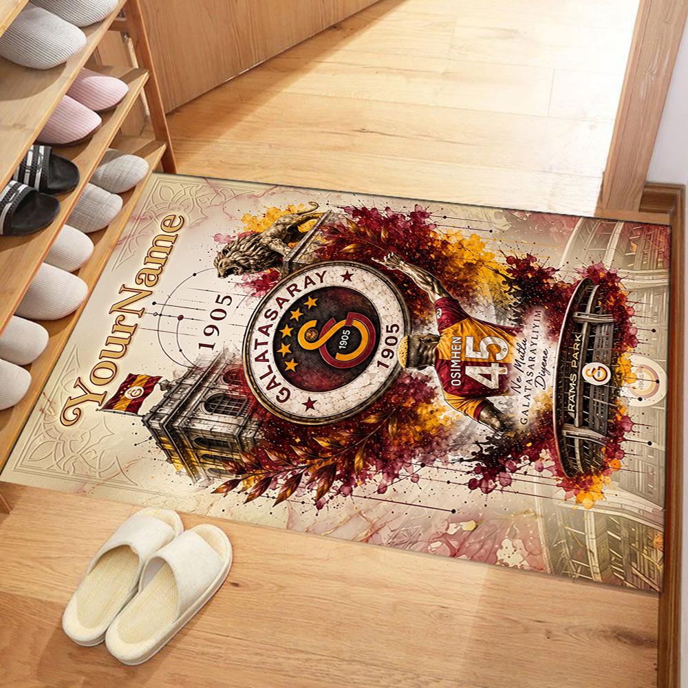 Galatasaray Customize Text Floor Rug Office Rug Perfect For Entryway Balcony Kitchen Dormitory Antislip Rug Office Home Decor Wedding Party Gift