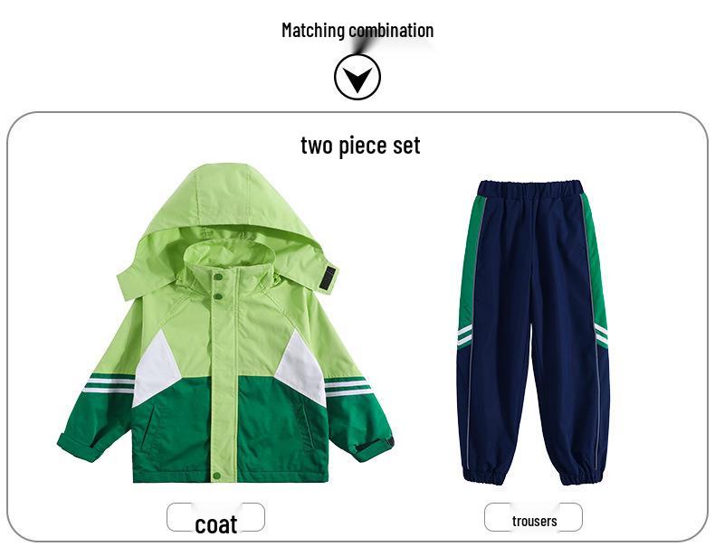 Children's Autumn/Spring School Uniform: Windbreaker, Sports, and Performance Three-Piece Set