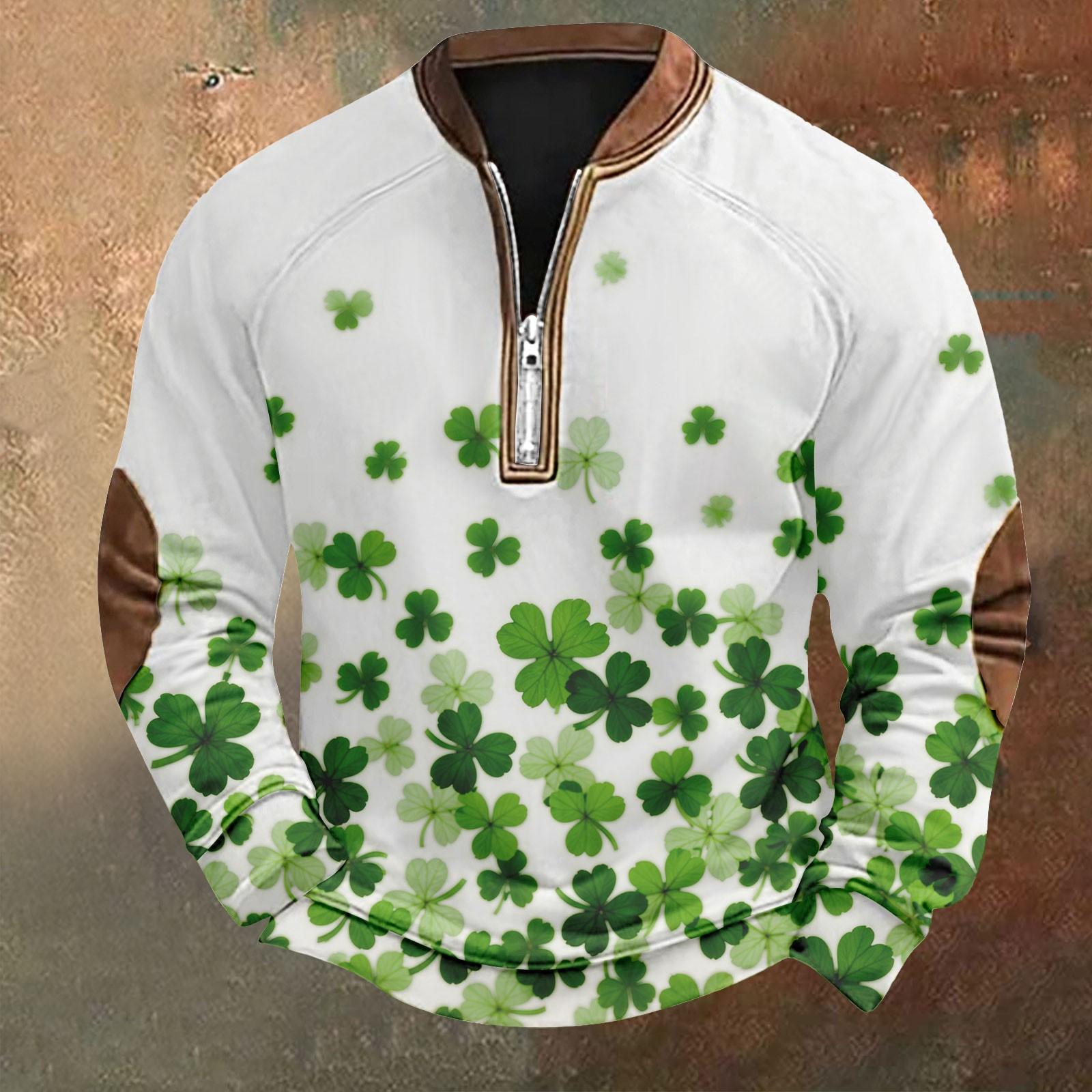 

чоловіча св. Вінтажний повсякденний світшот на блискавці до Дня Святого Патріка M