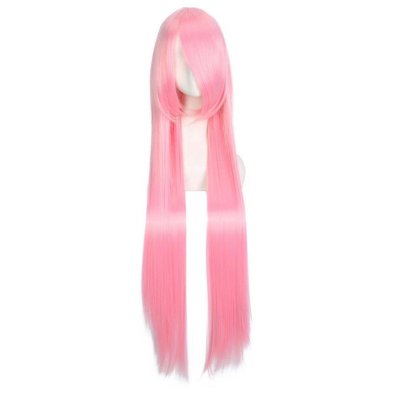 100cm Colored Straight Bangs Women's Synthetic Wig Heat Resistant Fiber Multi Color Party Anime Roleplay Free Wig Cap