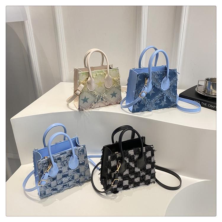 Korean Style Denim Plaid Women's Crossbody Shoulder Bag - Autumn Collection