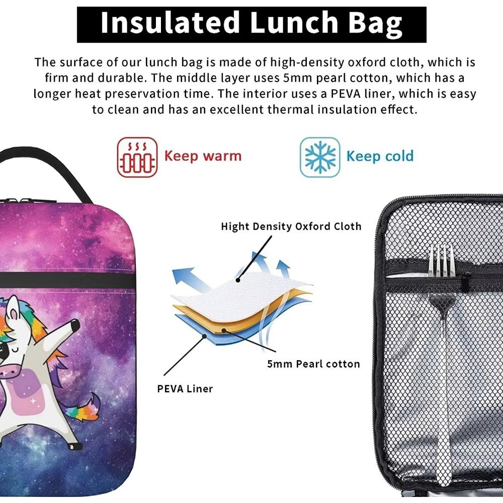 Lunch Box Insulated Lunch Bag for Women Men Unicorn Purple Reusable Cooler Tote Bags for Work Picnic Outdoor
