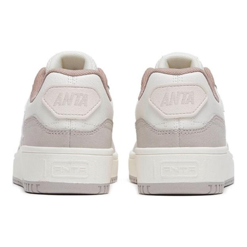 Anta 982GZ Synthetic Leather Low Top Slip Resistant Cushioning Abrasion Resistant Skateboard Shoes Women's White Gray Sneakers 122318063-3