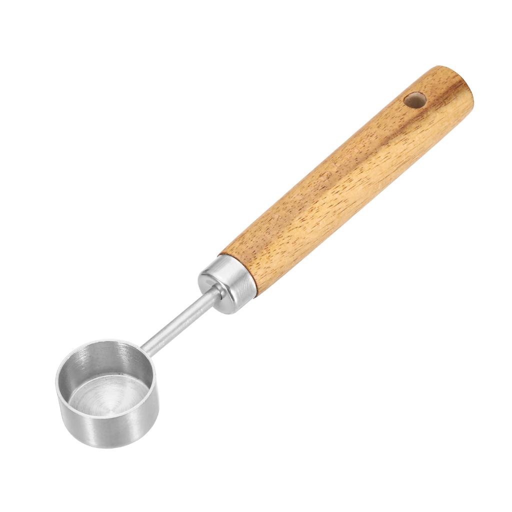 uxcell 5ml Stainless Steel Coffee Spoon with Wooden Handle - For Coffee Powder, Tea, Sugar, Cooking, and Baking
