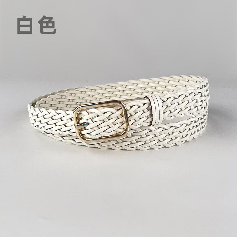 Four Seasons Available New Women'S Non Perforated Weaving Belt Retro Fashion Decoration Casual Pants Jeans Dress Belt