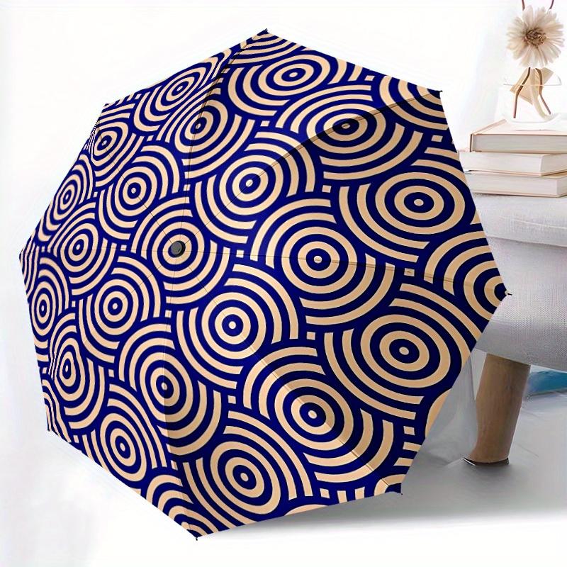 1pc Concentric Circles Automatic Open/Close Umbrella, Umbrella with cartoon Design, Portable Compact Umbrella for Men & Women, Good Holiday
