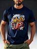 Men's "What's Up?" Graffiti Print T-Shirt - Casual Short Sleeve Summer Tee with Text