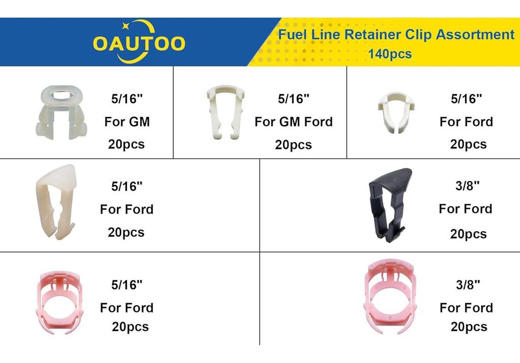Universal Car Fuel Line Clamp Set for Ford - 140 Pieces