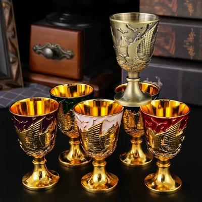 Heiliger Gral, Legierung Retro Relief Segelpokal, Europäisches Tragbares Mini-Wodka-Glas, Kreative Wohnzimmer-Dekoration Geschenk, 1 Stück