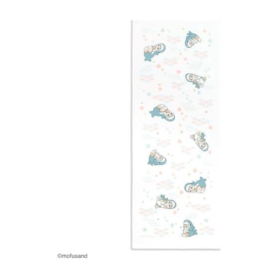 Mofusand Hannari Shark Nyan Tenugui Towel - White, Approx. 34x90cm, Cute Shark Nyan, Packaged