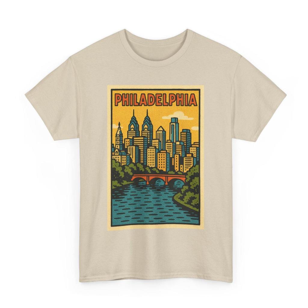 Philadelphia T-Shirt: Retro Comic Pennsylvania City Skyline Tee