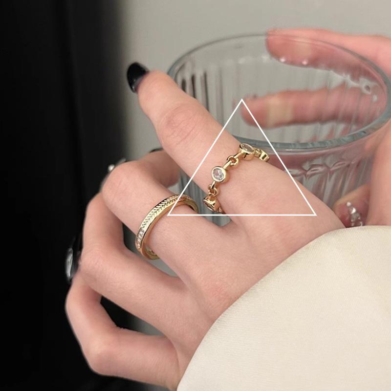 Adjustable Geometric Zirconia Ring for Women - Fashionable, Stackable, and Versatile Open Adjustable