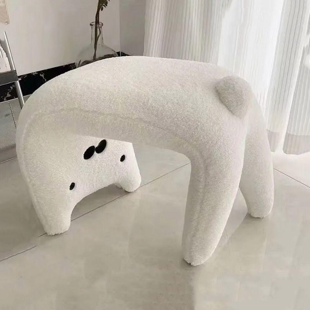 Armless Dressing Chair Plush Shoe Changing Stool Cute Vanity Stool Living Room