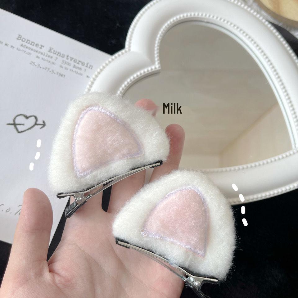 Cute Plush Cat Ear Hair Clips - Soft & Versatile Duckbill Accessories