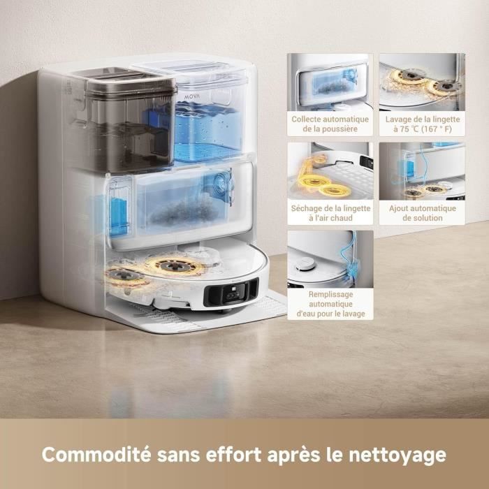 MOVA P50 Pro Ultra - Saug-Wisch-Roboter mit Station - 19.000 Pa - Anti-Verhedderungs-Bürste - Automatisches Reinigen
