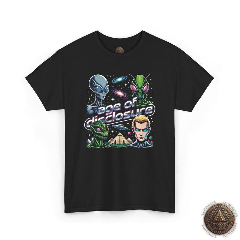 Age of Disclosure Unisex T-Shirt, Alien Pop Tee, Reptilian Nordic Insect Gray Aliens S